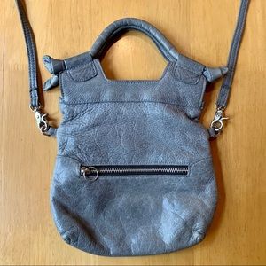 Foley + Corinna fold over gray leather cross body